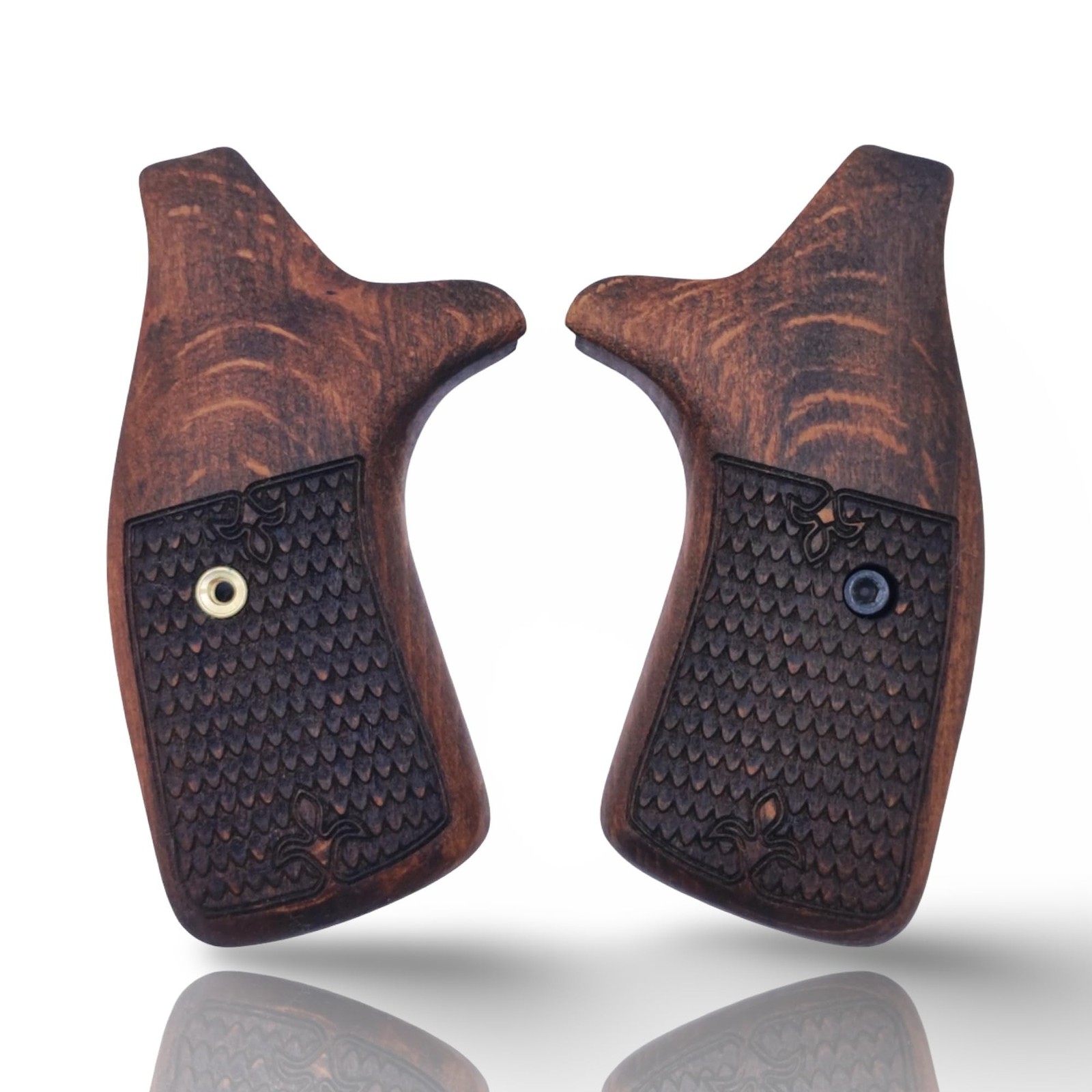 Zib Wood Grips for S&W J Frame Round Butt, Beech Brown Herringbone Zib Wood Grips for S&W J Frame Round Butt, Beech Brown Herringbone