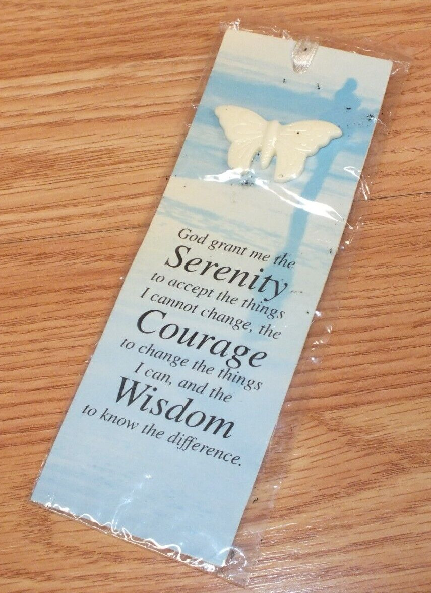 Vintage Serenity Prayer Collectible Bookmark & Butterfly Lapel Pin *NOS*