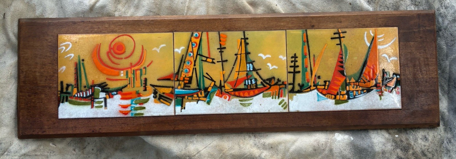 VTG MCM ART ENAMEL OVER COPPER TILES RETRO 1960s mid-century modern VTG MCM ART ENAMEL OVER COPPER TILES RETRO 1960s mid-century modern