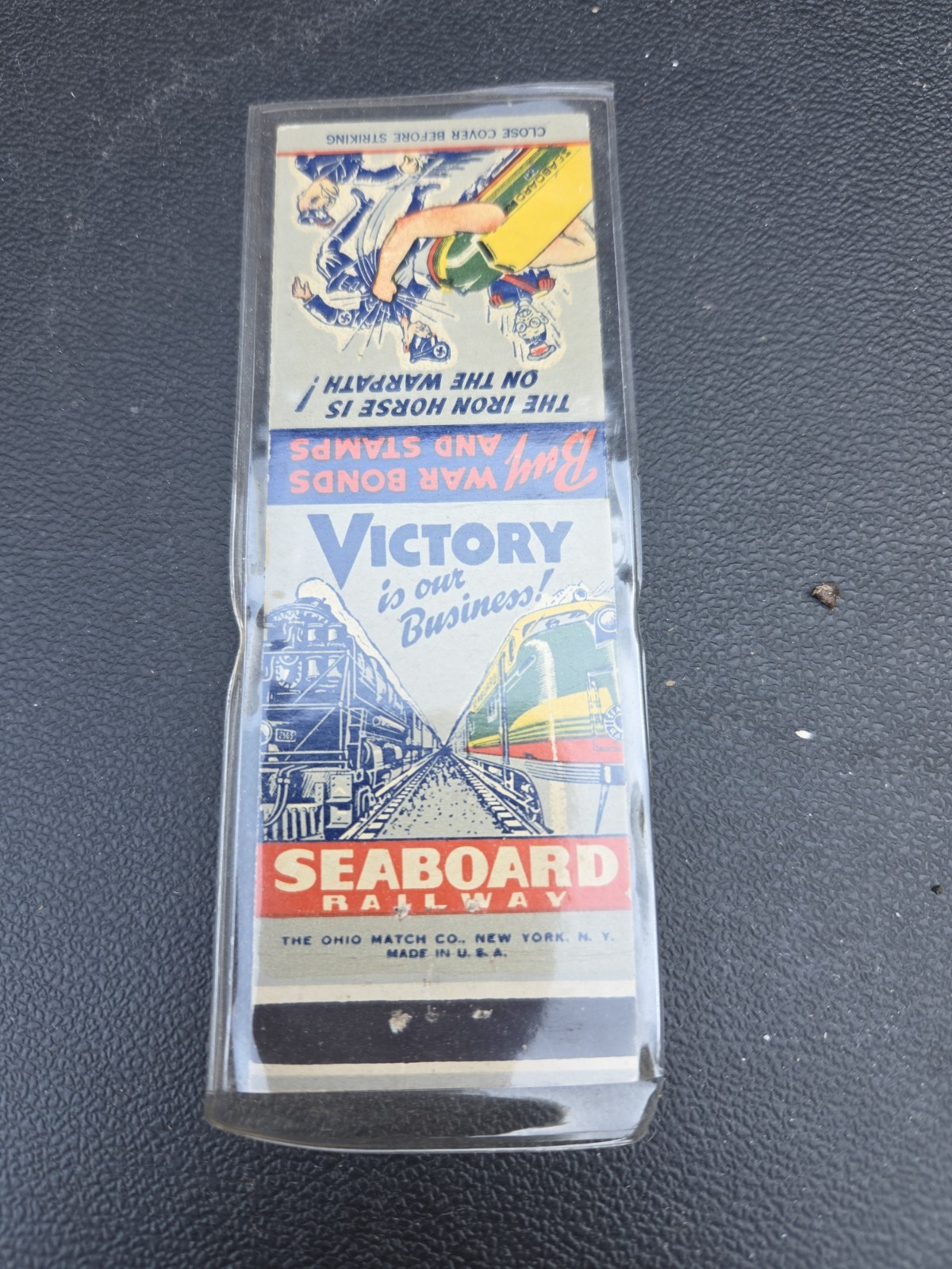 Seaboard Railway WWII Comic Enemies 1940s Vintage Railroad Matcbook Match Cover