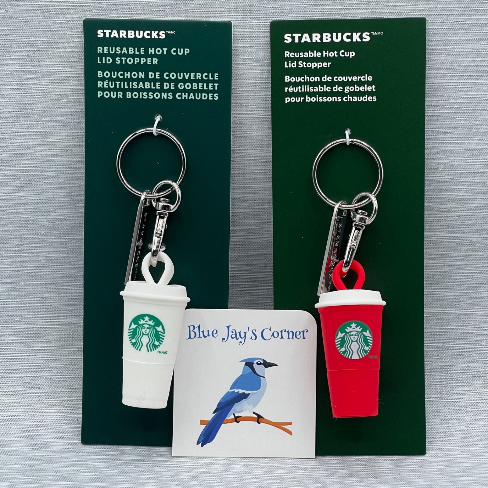 Starbucks Stopper Keychain for Reusable Cup White Red Christmas 2025 Set of 2
