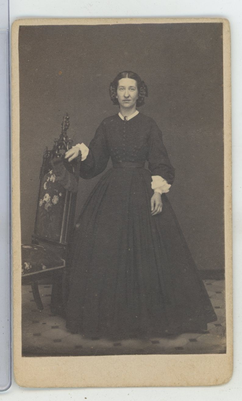 Identified Woman long Black Dress CDV Carte De Visite c1865