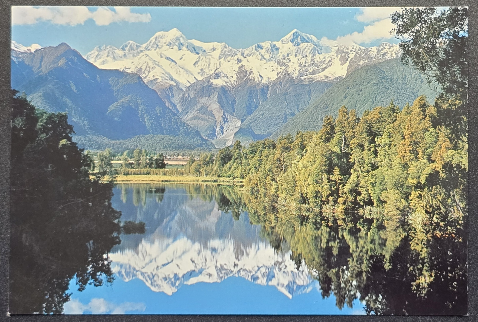 New Zealand Postcard - Mt. Tasman & Mt. Cook Reflection Lake Matheson Westland New Zealand Postcard - Mt. Tasman & Mt. Cook Reflection Lake Matheson Westland