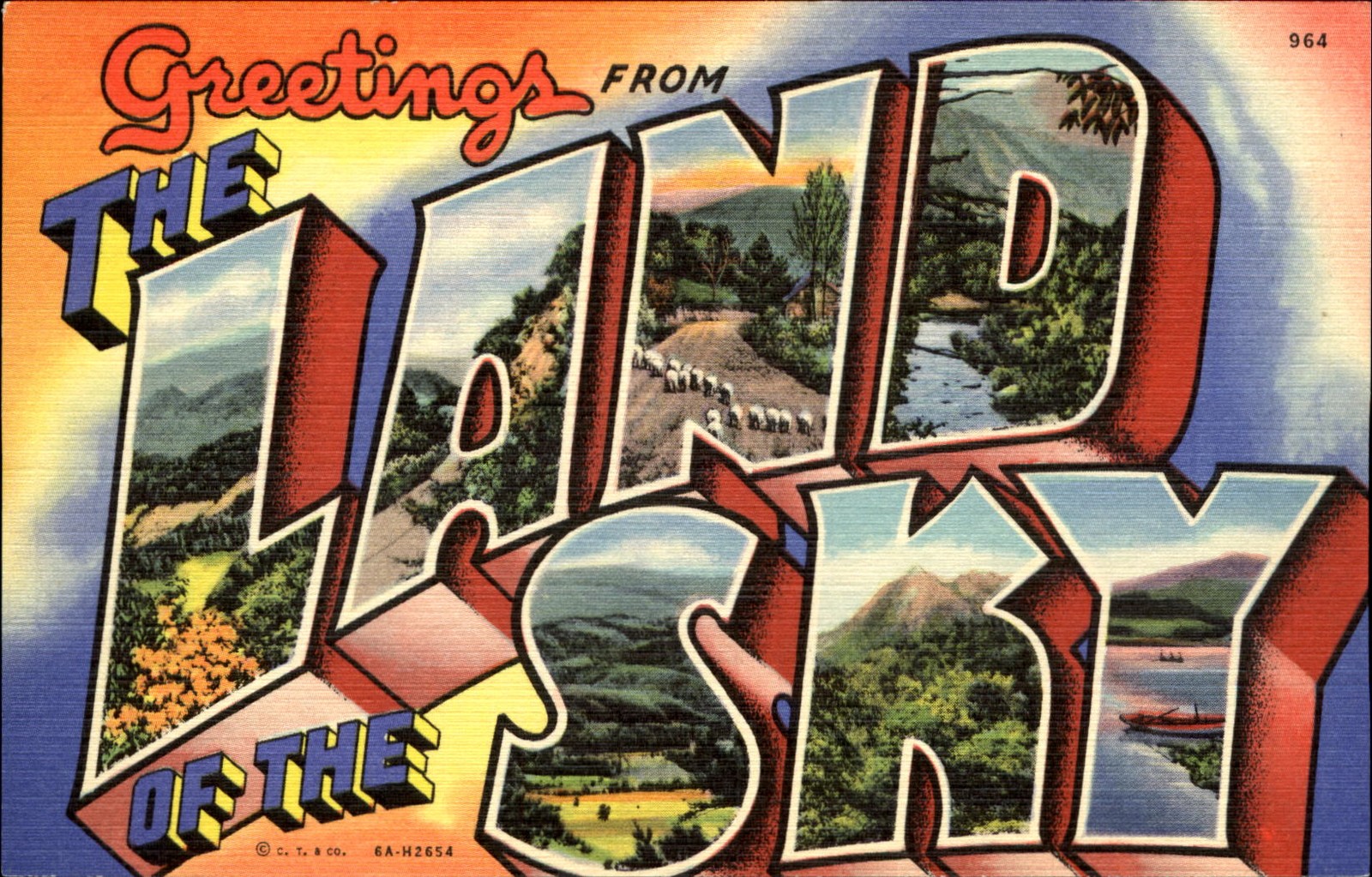Greetings from The Land of the Sky ~ Large Letter Linen ~ 1940s NC multi-view Greetings from The Land of the Sky ~ Large Letter Linen ~ 1940s NC multi-view