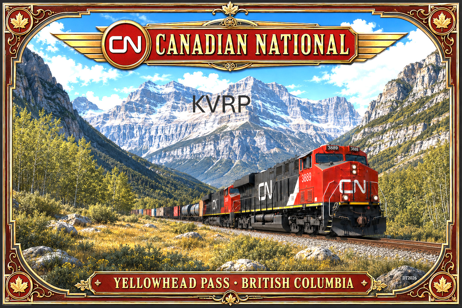 Canadian National Yellowhead Pass Railroad Poster CN Freight Train Wall Art Canadian National Yellowhead Pass Railroad Poster CN Freight Train Wall Art