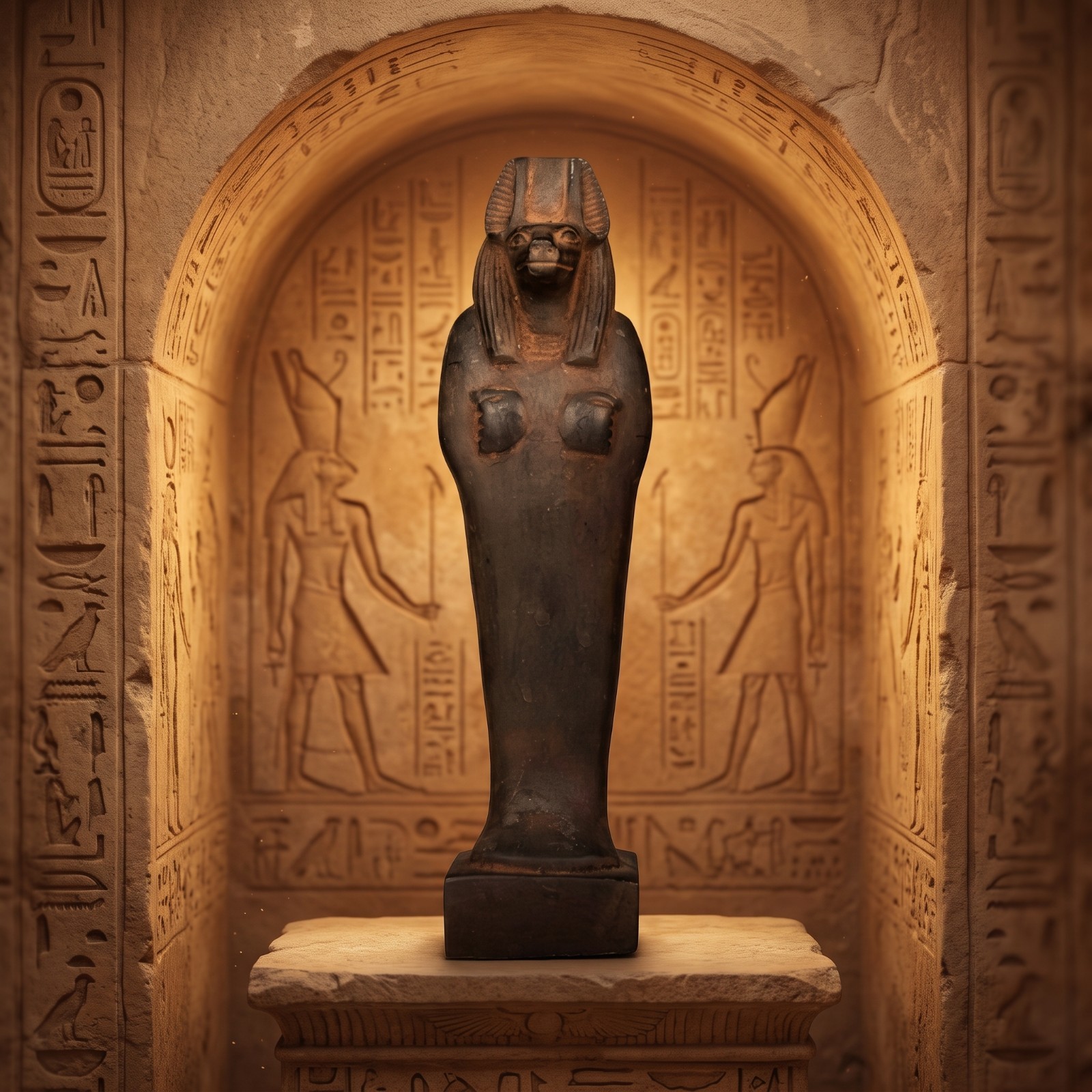 Ancient Egyptian God Anubis Ushabti Statue Mummiform Jackal Deity Stone Figurine