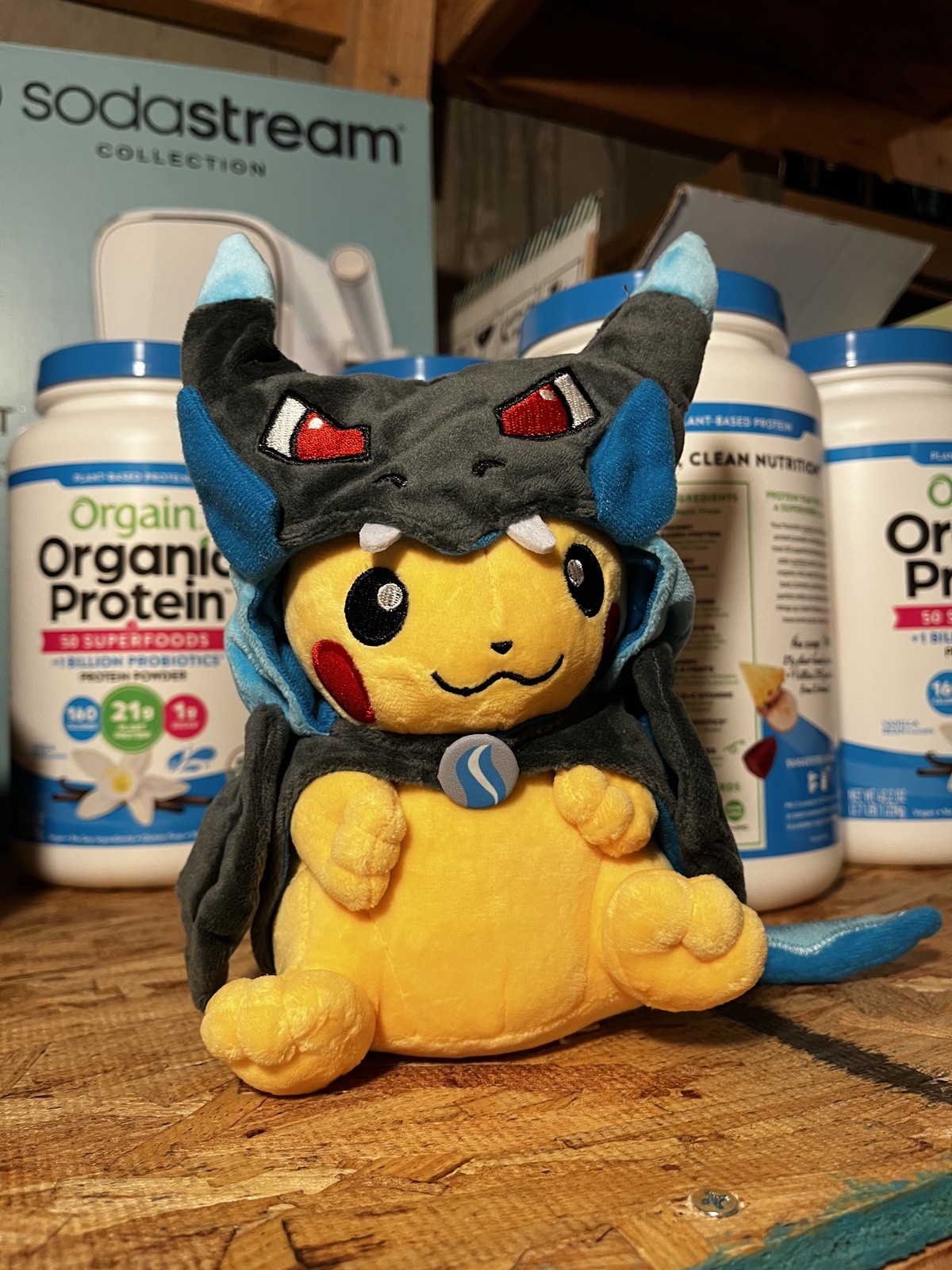 Pikachu wearing Mega Charizard X Poncho Plush Pikachu wearing Mega Charizard X Poncho Plush