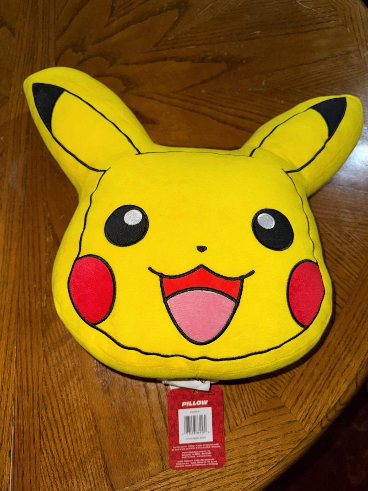 Pikachu Pokémon Character Pillow, 16x14 New With Tags