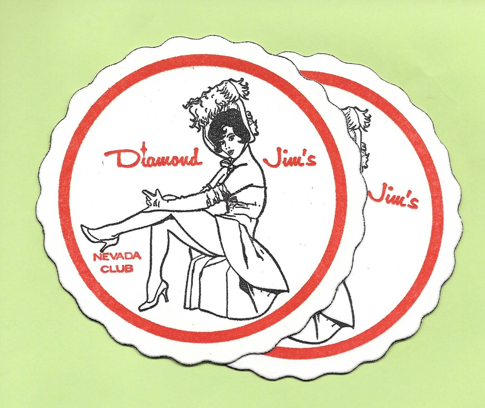 2 1960s Diamond Jim's Nevada Club Casino Las Vegas Cocktail Drink Coaster NOS Vt