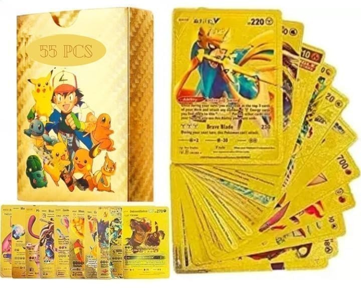 55 Rare VMAX GX VSTAR Style Trading Cards Shiny Collector Gift Set Gold