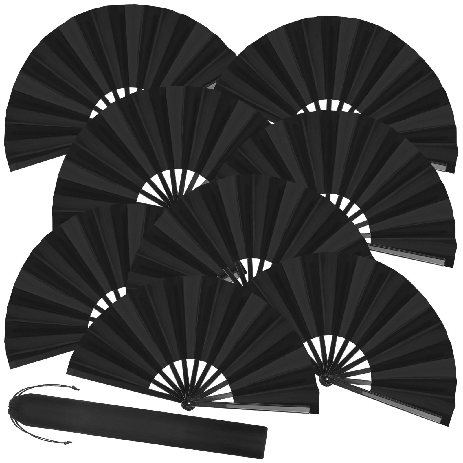 Aodaer 8 Pack Large Silk Folding Fans Handheld Fans Chinese Kung Fu Tai Chi Fans