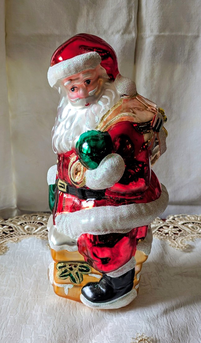 PESCHKA Vintage 1996 Large Glass Santa Claus Christmas  Table Decor