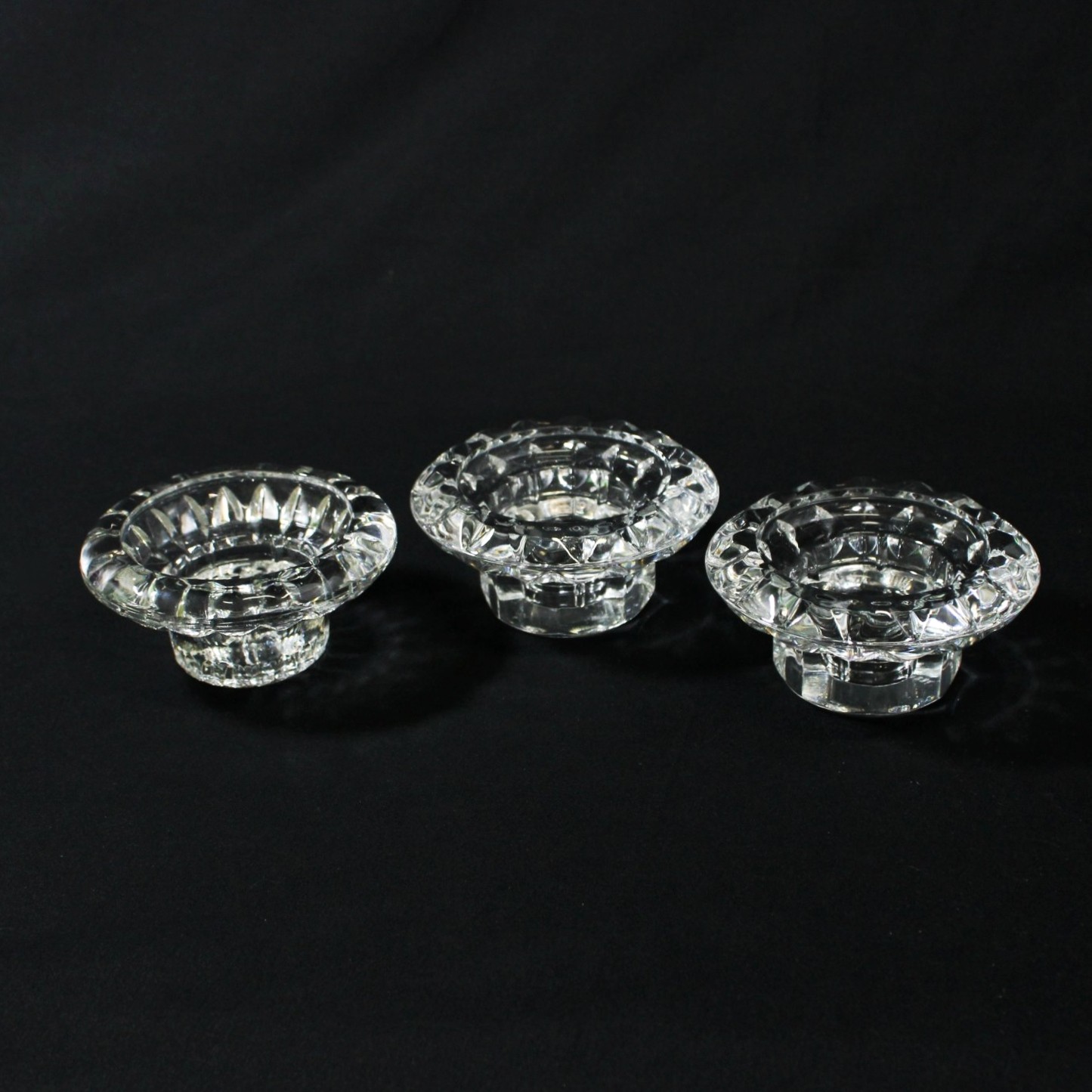 Set of 3 Cristal D\'Arques Cheverny Universal Candle Holders Made in France Set of 3 Cristal D\'Arques Cheverny Universal Candle Holders Made in France
