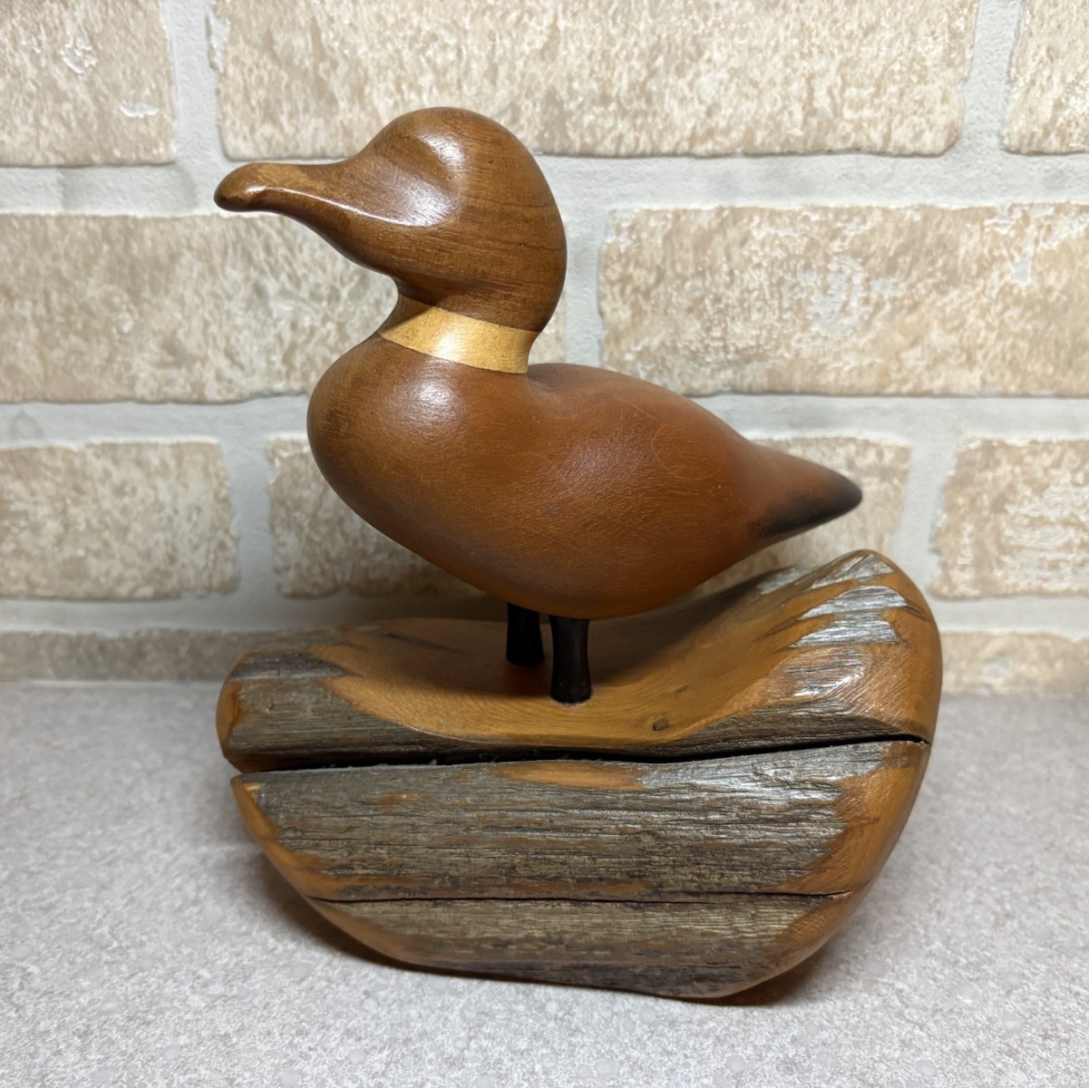Vintage 1989 I. Grantins Signed Canada Hand-Carved Wood Duck Bird Sculpture