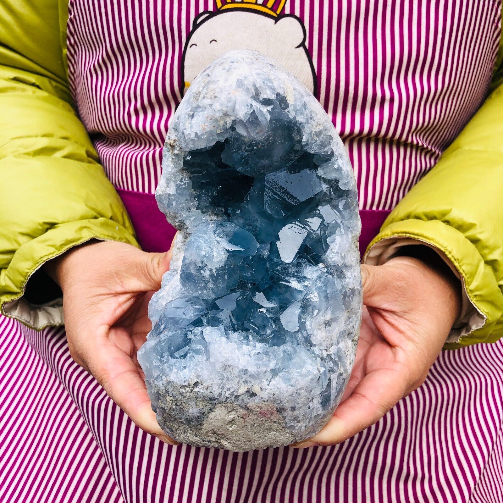 5.85LB Natural Beautiful Blue Celestite Crystal Geode Cave Mineral Specimen