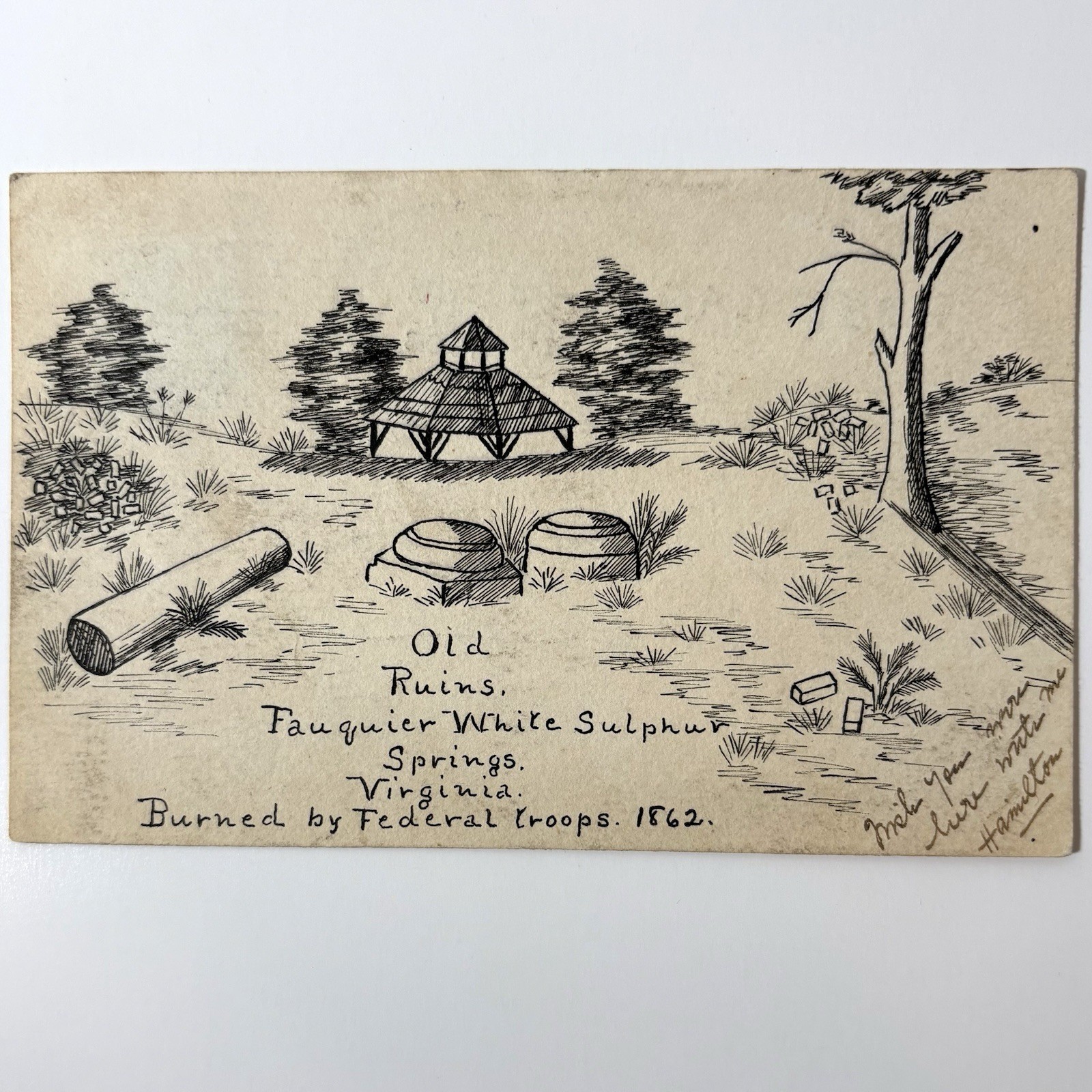 Fauquier White Sulphur Springs VA Postcard Antique UDB Civil War Ruins Art 1906 Fauquier White Sulphur Springs VA Postcard Antique UDB Civil War Ruins Art 1906
