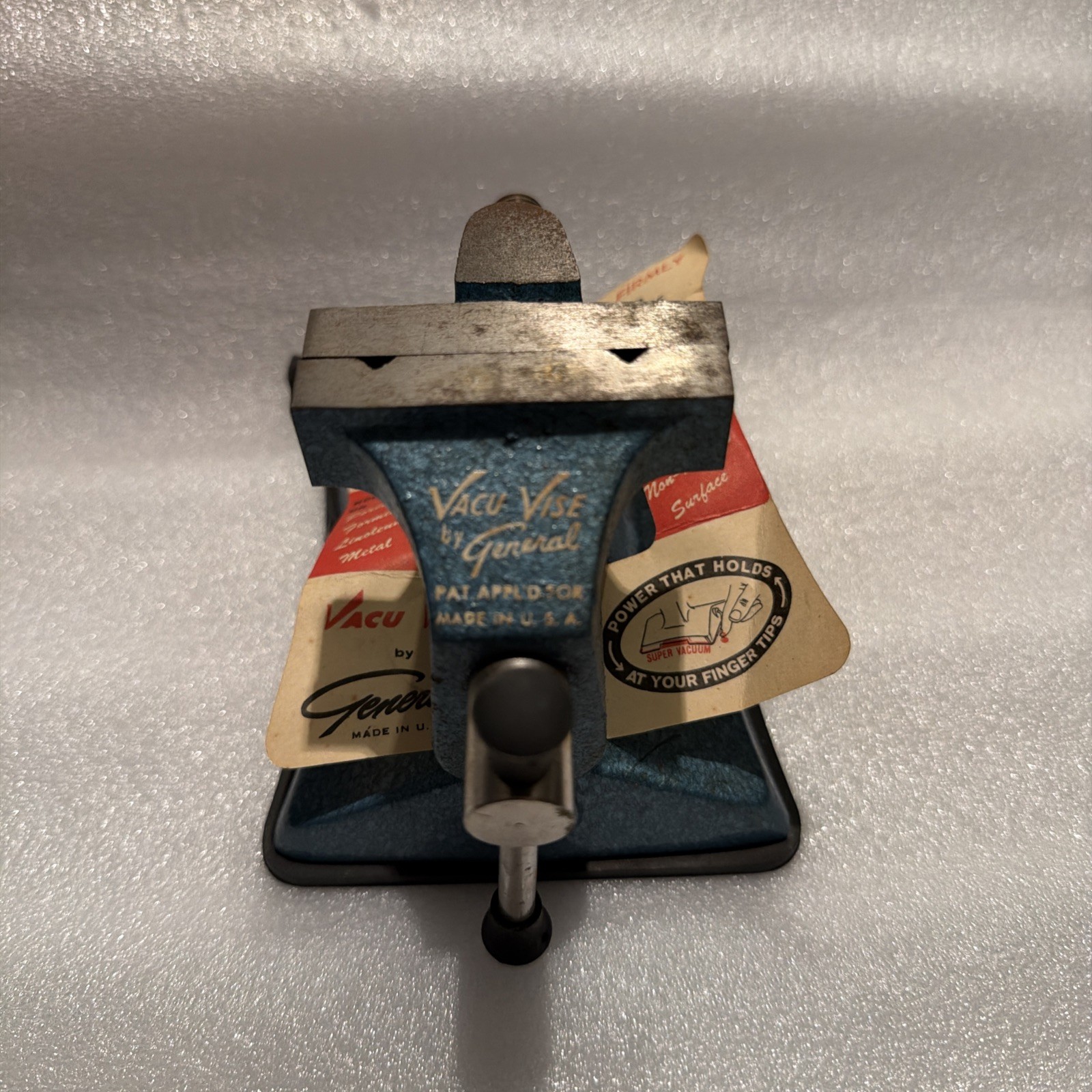 Vintage General Vacu-Vise No 1800 Portable Vacuum Base Vise Original Box & Label Vintage General Vacu-Vise No 1800 Portable Vacuum Base Vise Original Box & Label