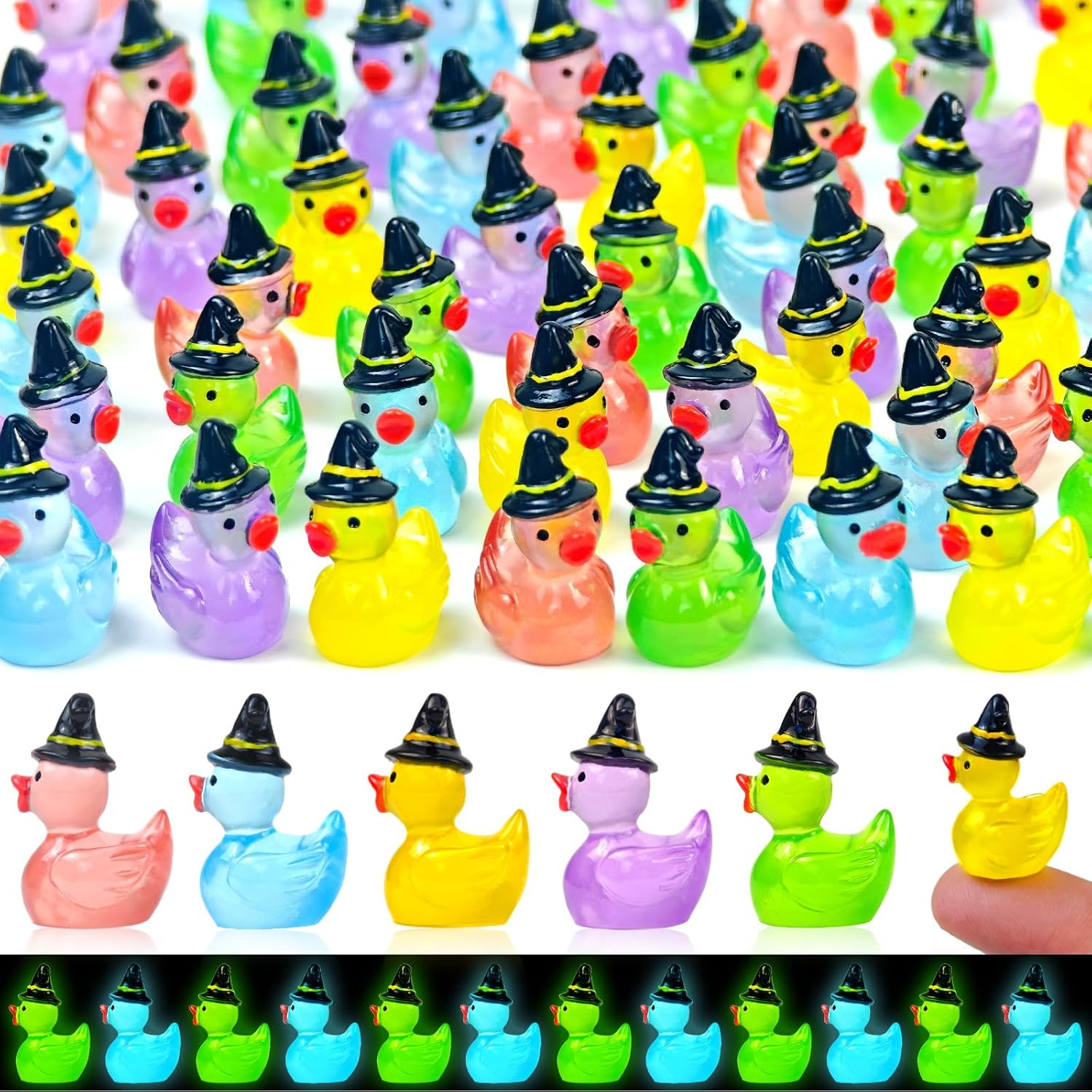50 Pcs Halloween Luminous Mini Resin Ducks Glow in the Dark Tiny Little Duck 50 Pcs Halloween Luminous Mini Resin Ducks Glow in the Dark Tiny Little Duck