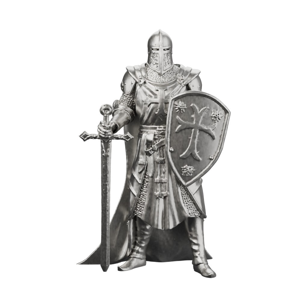 Templar Knight Statue Solid .999 Fine Silver Made to Order 3-12 oz t