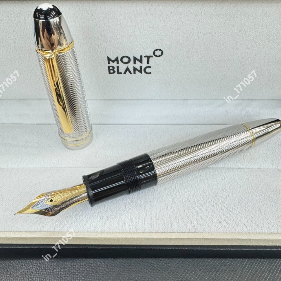 Rare Montblanc LeGrand Silver Barley Solitaire Fountain Pen VIP Gift Set Rare Montblanc LeGrand Silver Barley Solitaire Fountain Pen VIP Gift Set