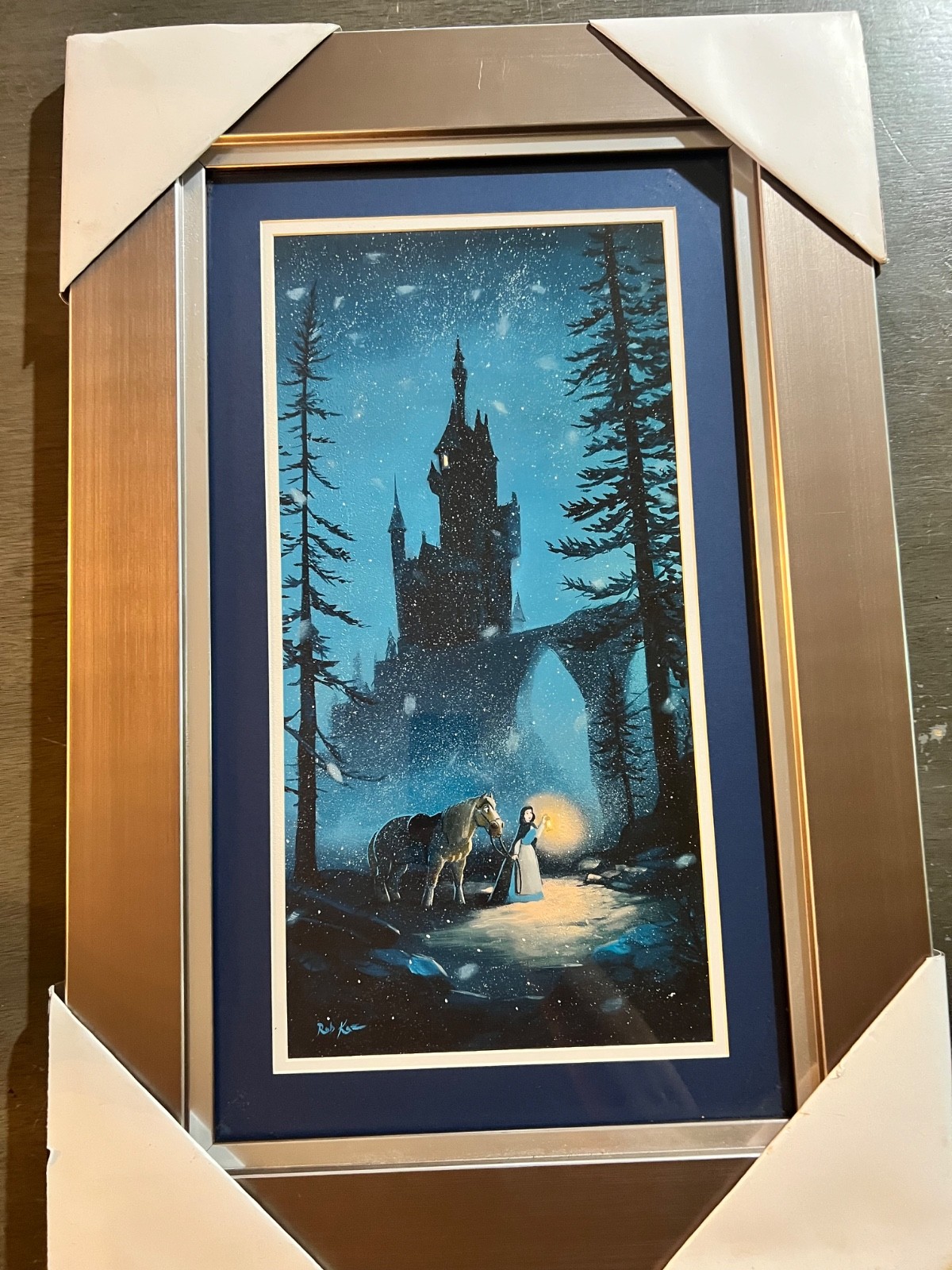 Disney Fine Art Searching for Father Rob Kaz Lithograph 21x12 New Beauty Beast