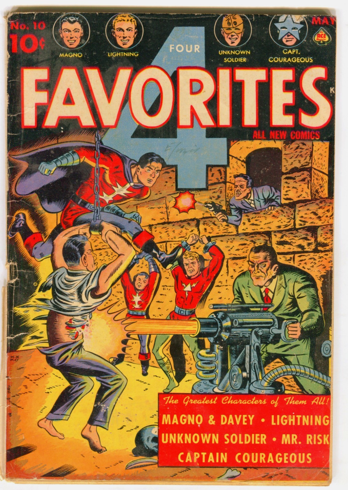 FOUR FAVORITES #10  Centerfold out Classic cover.   Ace Comics