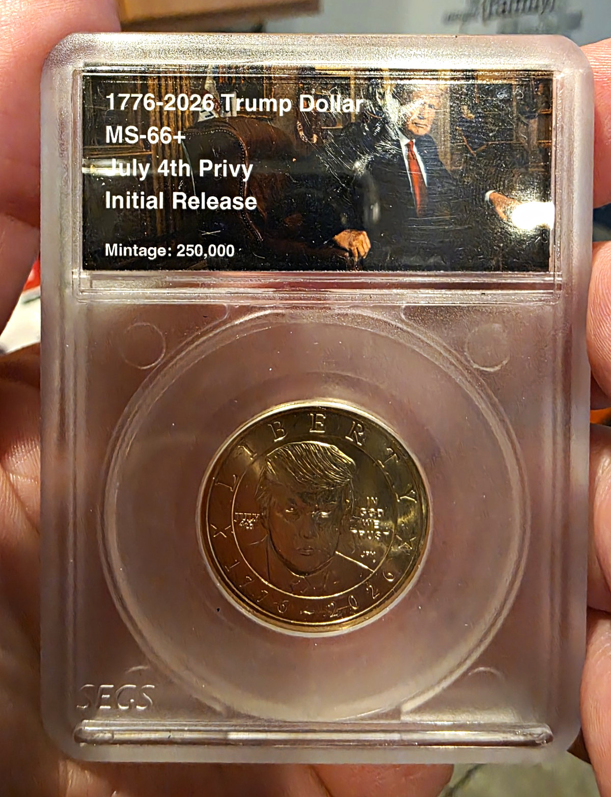 2026 1776-2026 Trump Dollar Commemorative Coin MS-66+ July 4 Privy