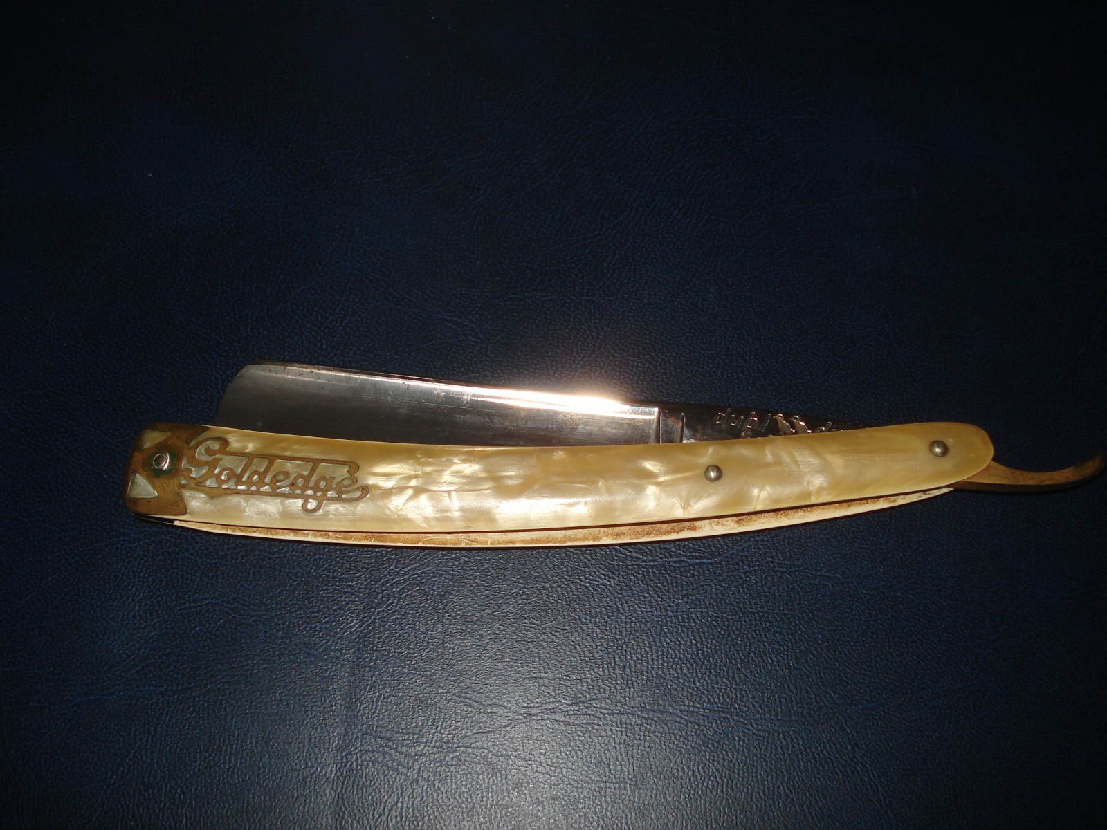 Vintage Double Dubl Duck Golden Edge Pearlduck Goldedge Straight Razor Vintage Double Dubl Duck Golden Edge Pearlduck Goldedge Straight Razor