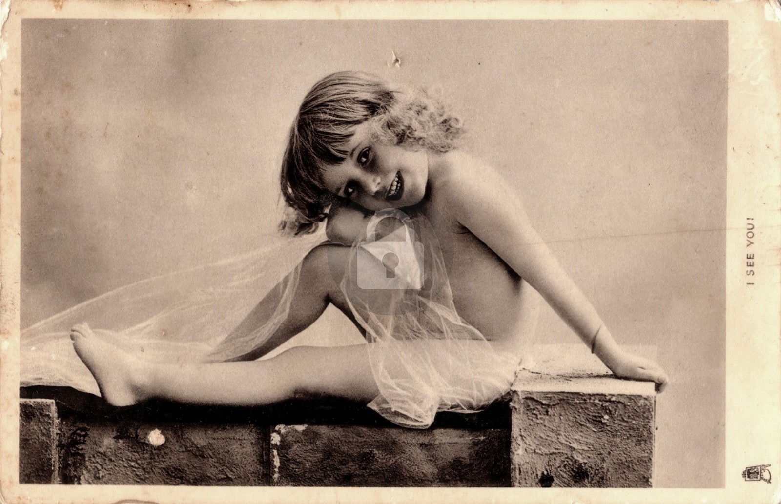 c1910's Pretty Child Girl I See You Studio Tuck RPPC Photo Postcard COPY