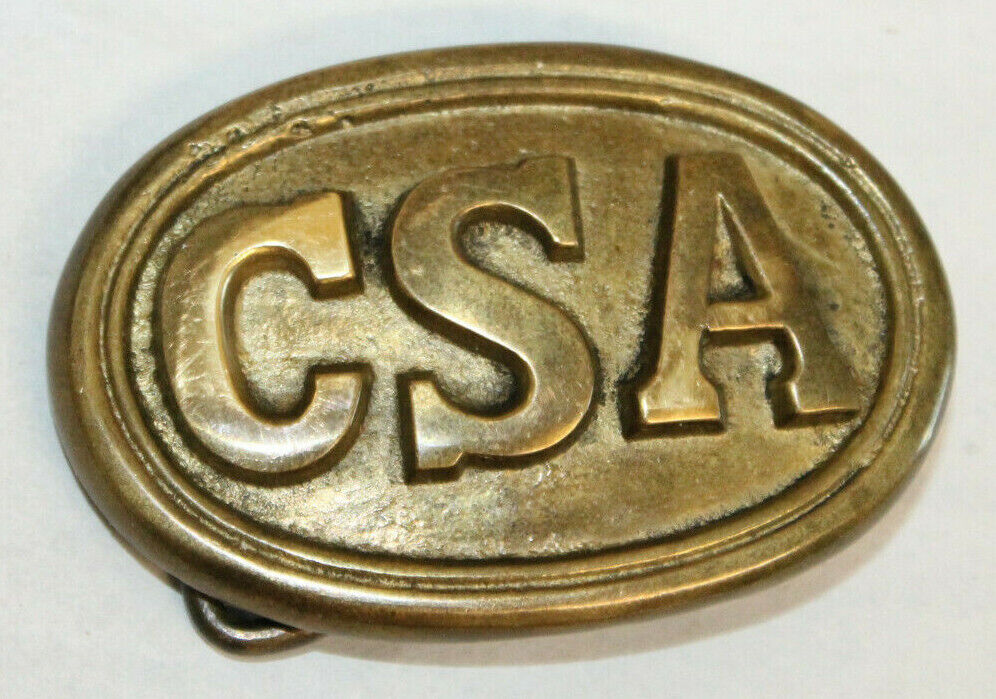 Antique Style Military Civil War Confederate CSA Belt Buckle Oval SOLID Brass 