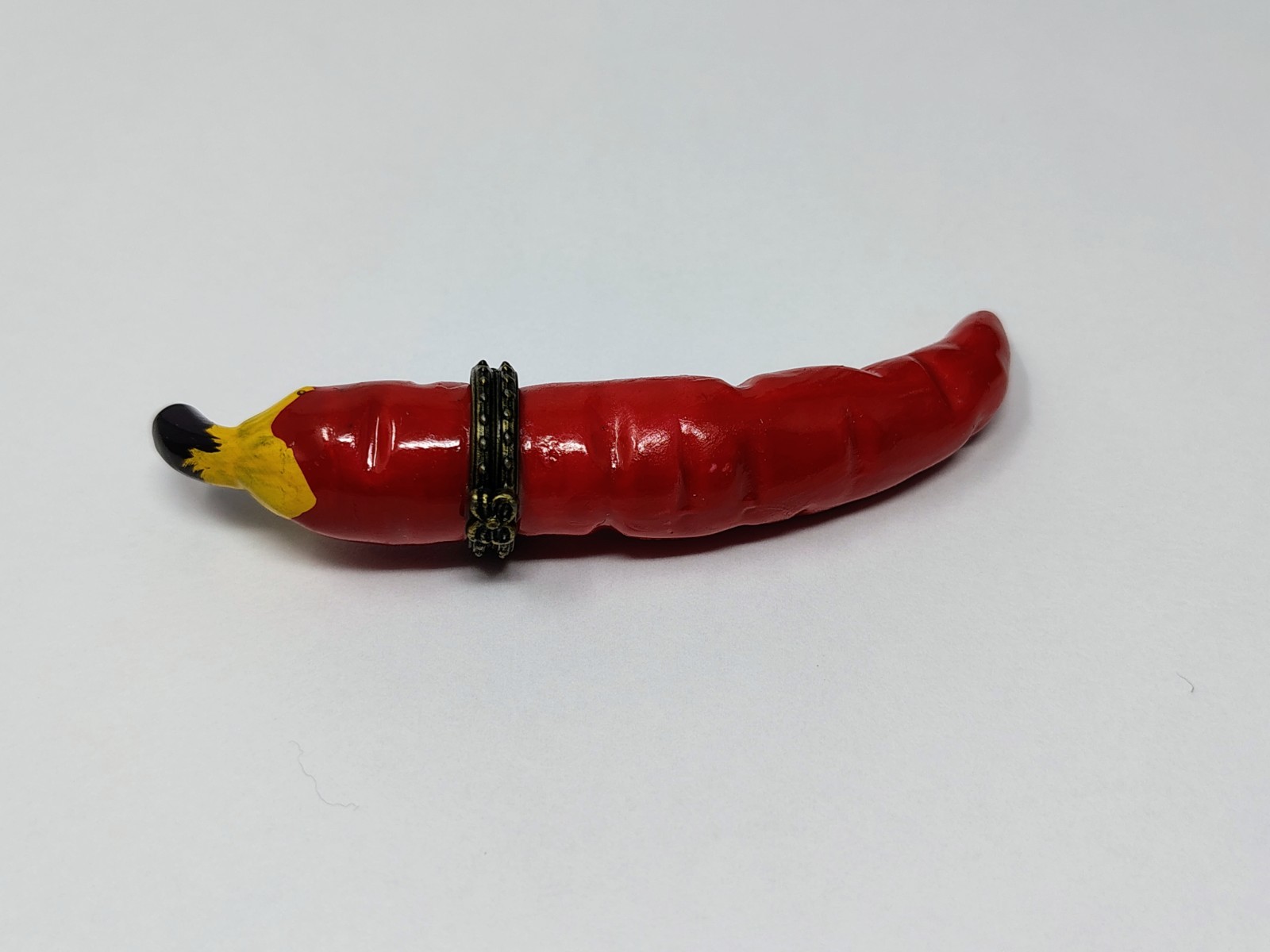 Vintage Red Chili Pepper Hinged Trinket Box Porcelain 3.5\