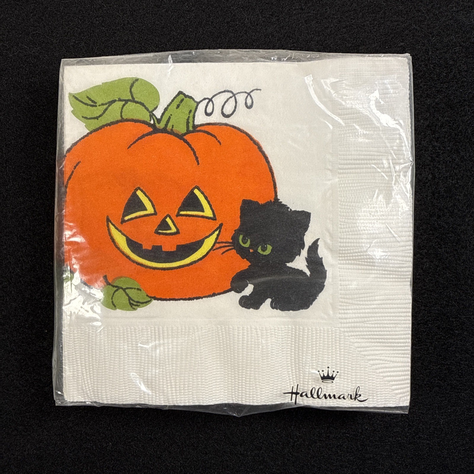 Vintage NIP Halloween Napkins Hallmark 20 Count Black Cat JOL Pumpkin 5