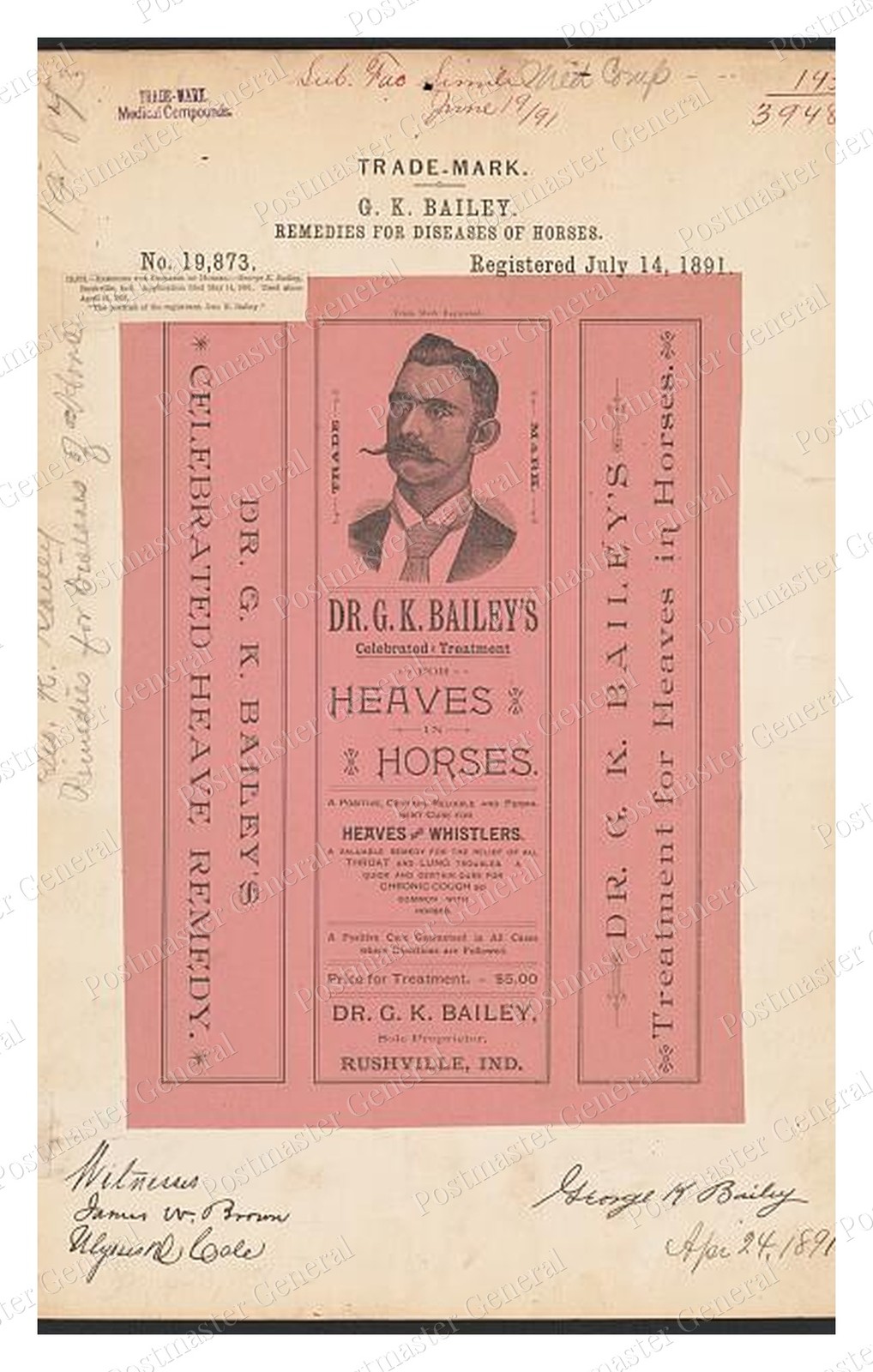 Rushville Indiana Heaves Remedy Standard Postcard COPY RPPC
