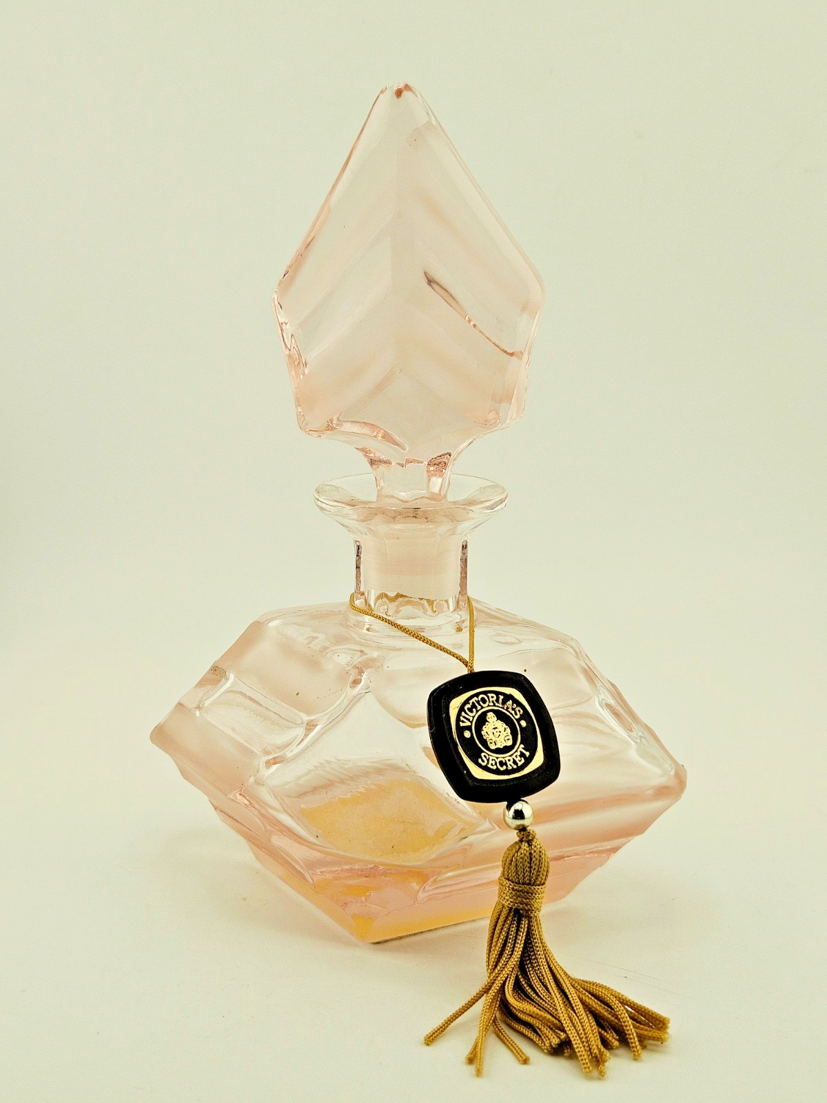 VTG VICTORIA'S SECRET Art Deco Style Frosted & Clear Pink Glass PERFUME Bottle VTG VICTORIA'S SECRET Art Deco Style Frosted & Clear Pink Glass PERFUME Bottle