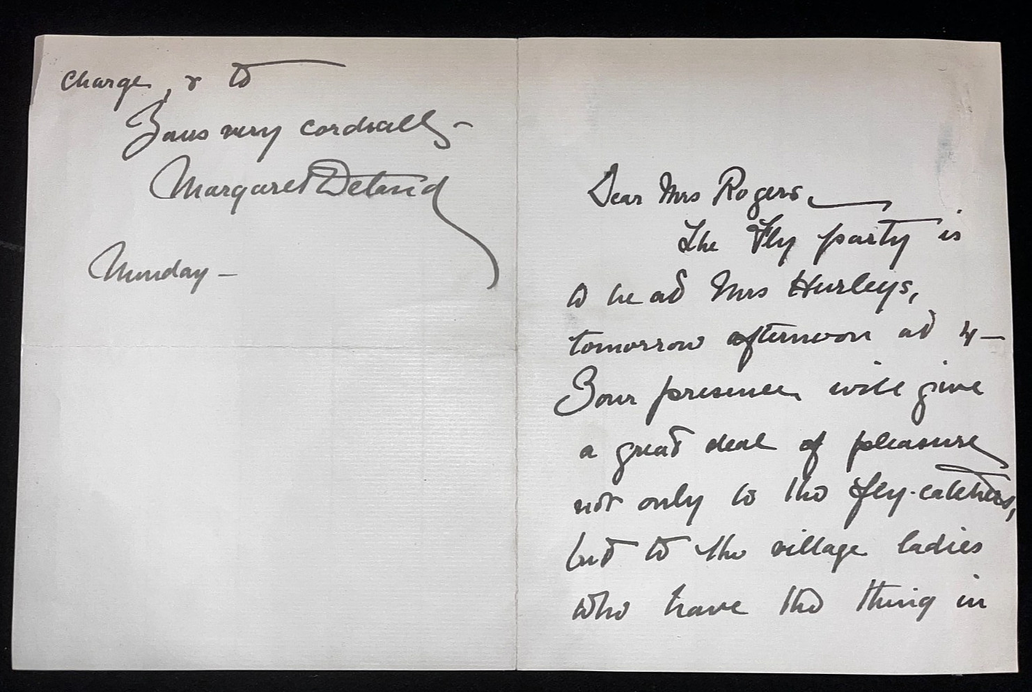 MARGARET DELAND - HANDWRITTEN & SIGNED INVITATION TO A \