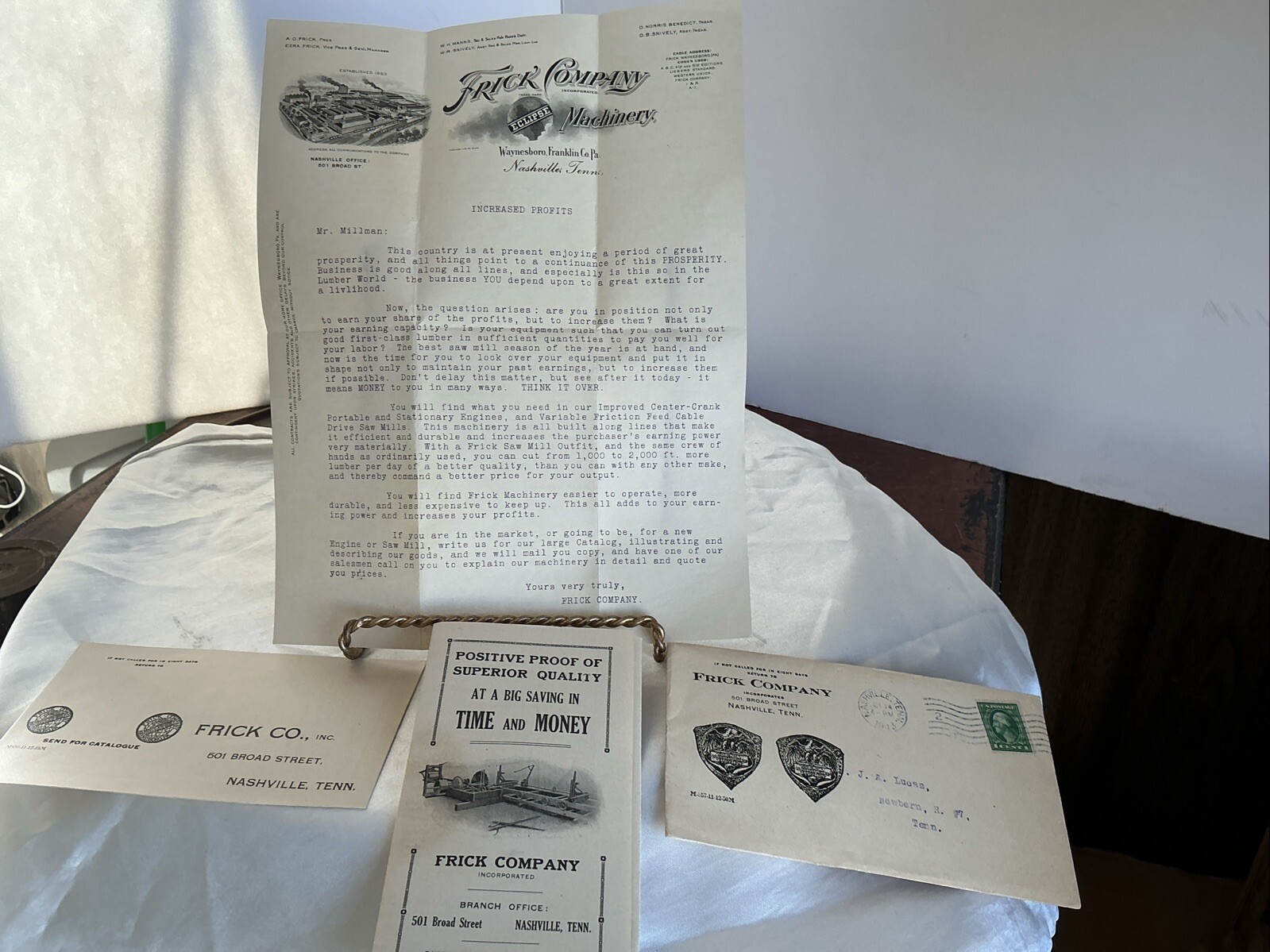 Frick Company Eclipse Machinery Nashville Tn 1913 Advertising Brochure & Letter Frick Company Eclipse Machinery Nashville Tn 1913 Advertising Brochure & Letter