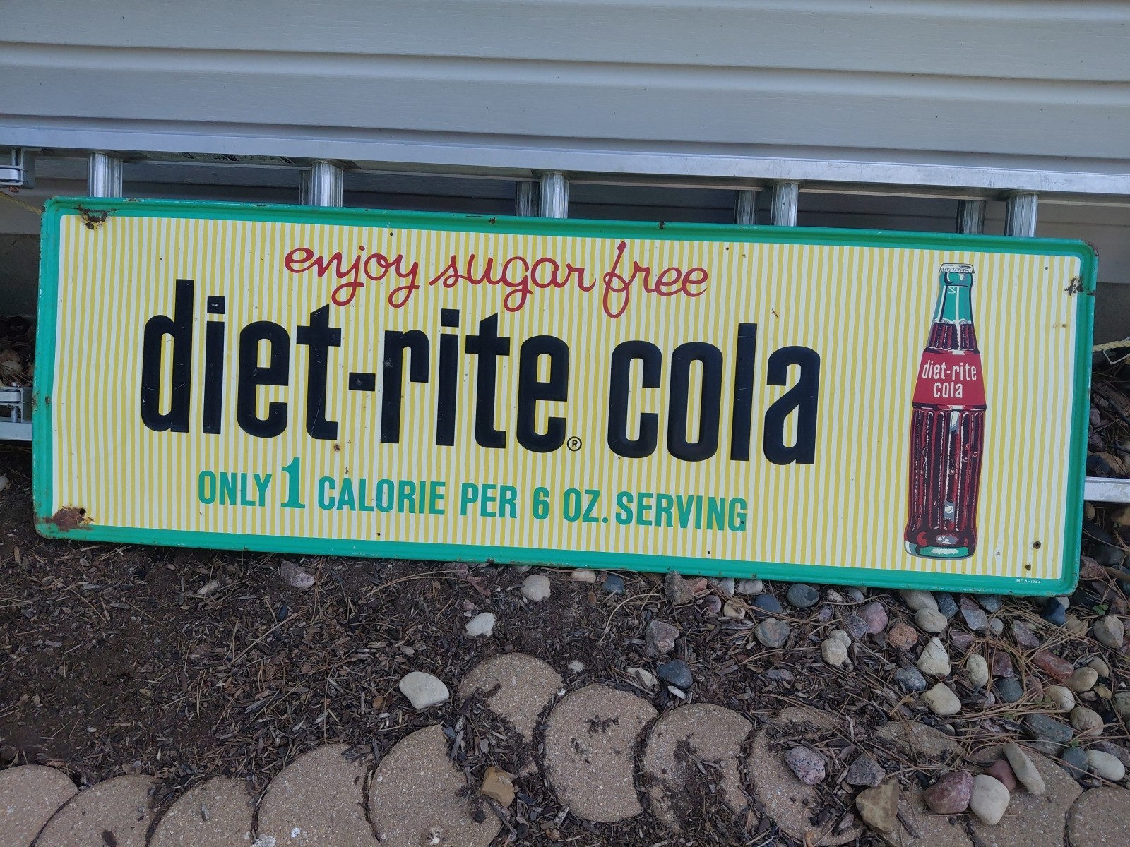 c.1950s Original Vintage Diet Rite Cola Sign Metal Embossed MCA Nehi Royal Crown c.1950s Original Vintage Diet Rite Cola Sign Metal Embossed MCA Nehi Royal Crown