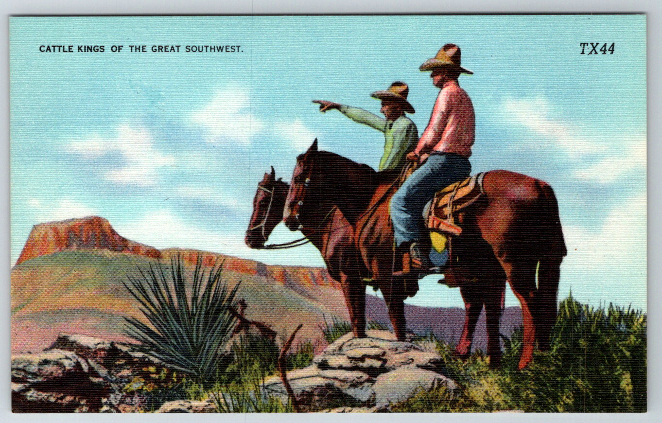c1940s Cattle Kings Great Southwest TX Linen Postcard