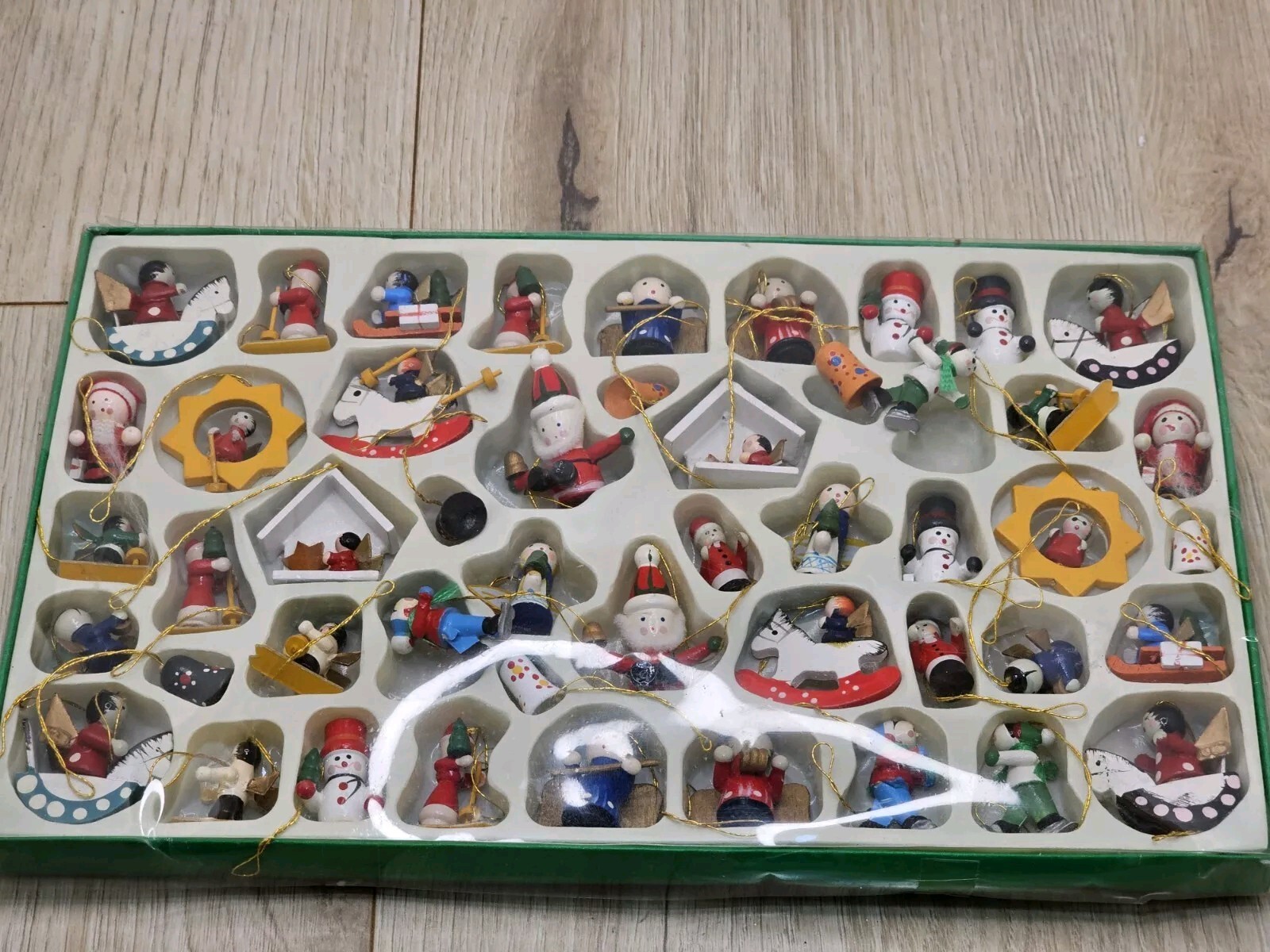 Box Of Santa’s World Kurt S. Adler Tiny Wooden Christmas Ornaments (S5)