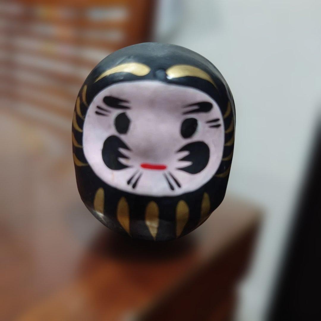 Daruma Black Gold Figurine Rare Collectible Japanese Style Home Decor Daruma Black Gold Figurine Rare Collectible Japanese Style Home Decor