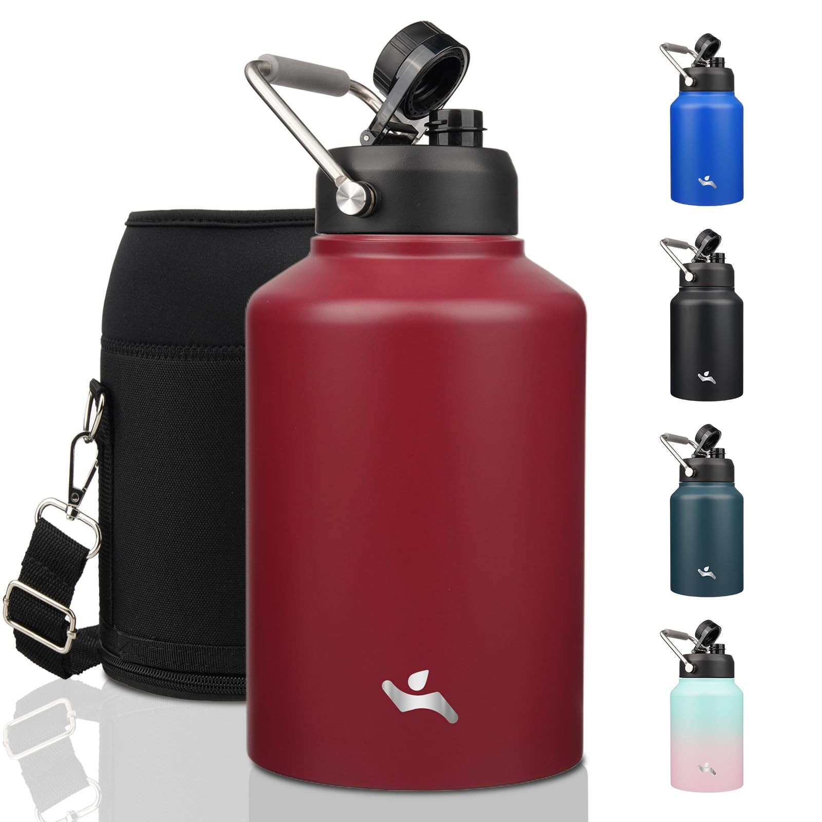 Konokyo 128 oz Insulated Stainless Steel Water Bottle 128 Ounces, Dark Red