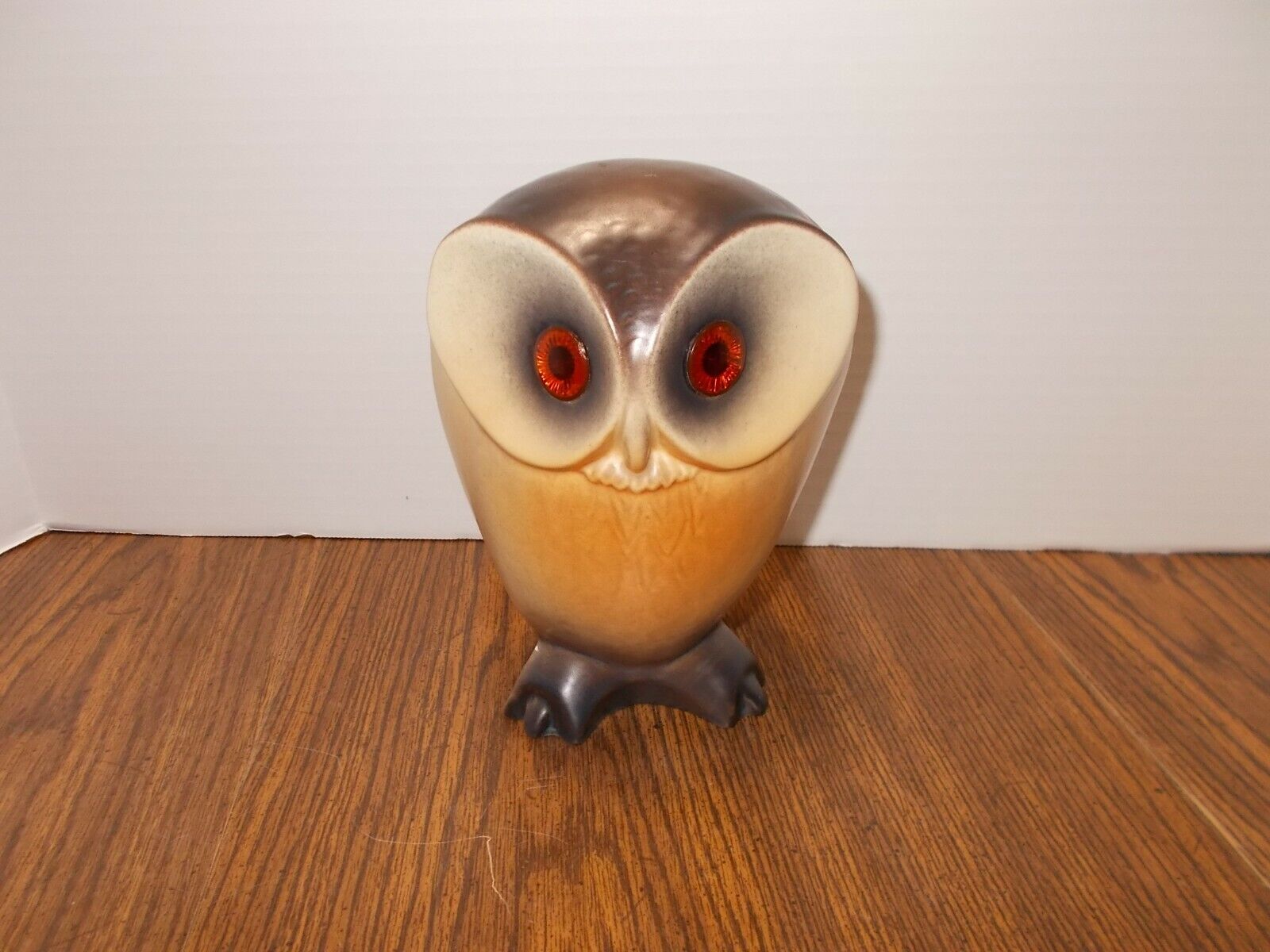 Vintage Ceramic Owl Figurine Excellent Shape Orange Eyes -MCM Very Nice