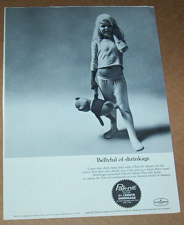 1964 print ad - Pak-nit knit fabric cute little girl small pajamas vintage Page 1964 print ad - Pak-nit knit fabric cute little girl small pajamas vintage Page