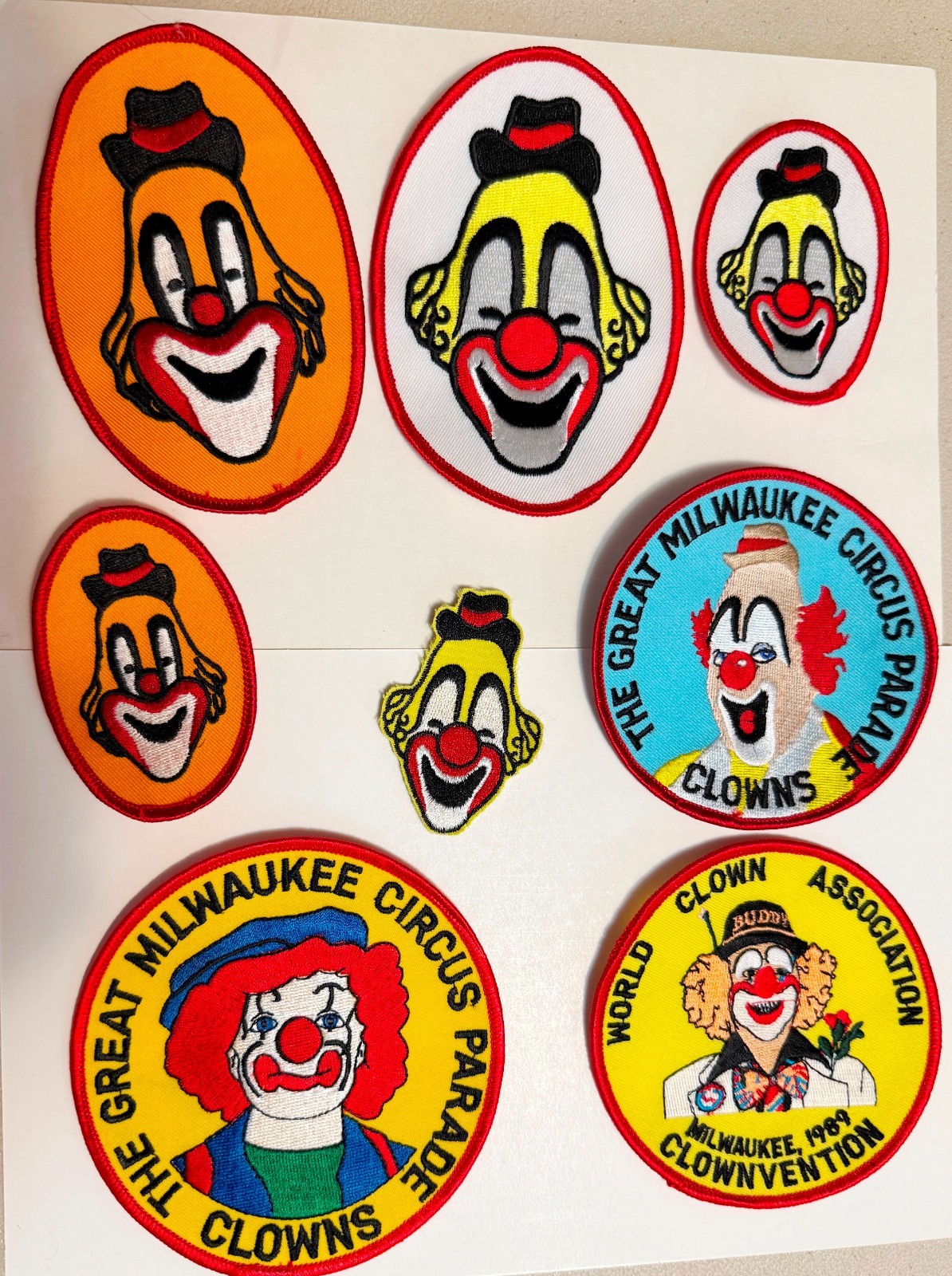 Vintage Lot of 8 Circus/Clown unused Patches - Nice Collection Lot