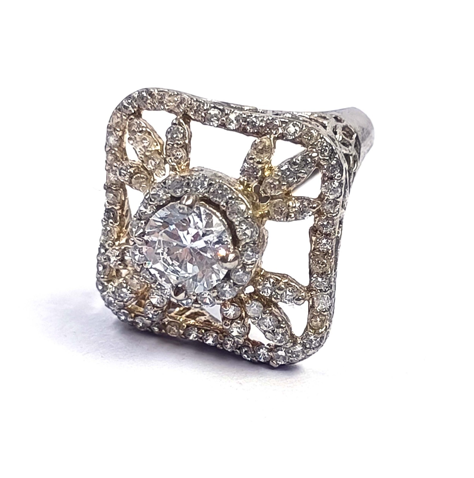 Imperial White Topaz Round 16.55 Ct US 6.5 Size Ring 925 Sterling Silver 6SHD