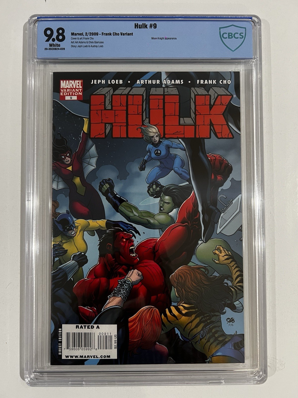Hulk #9 CBCS 9.8 NM/MT Red Hulk Frank Cho Variant Lady Liberators She-Hulk 2009