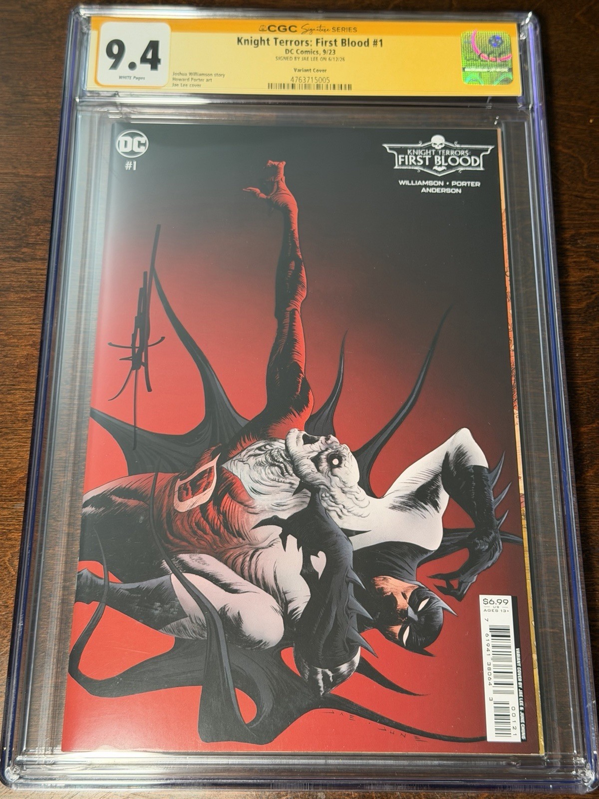 FREE SHIPPING DC Comics CGC 9.4 Knight Terrors First Blood #1 Signed Jae Lee