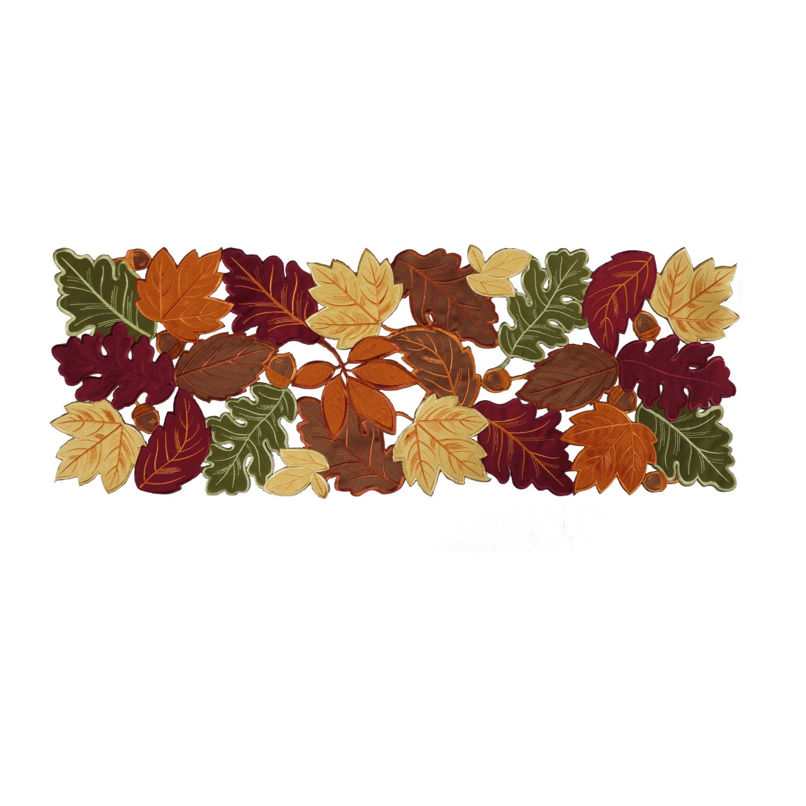 AUTUMN LEAVES Embroidered Table Runner 13x60\
