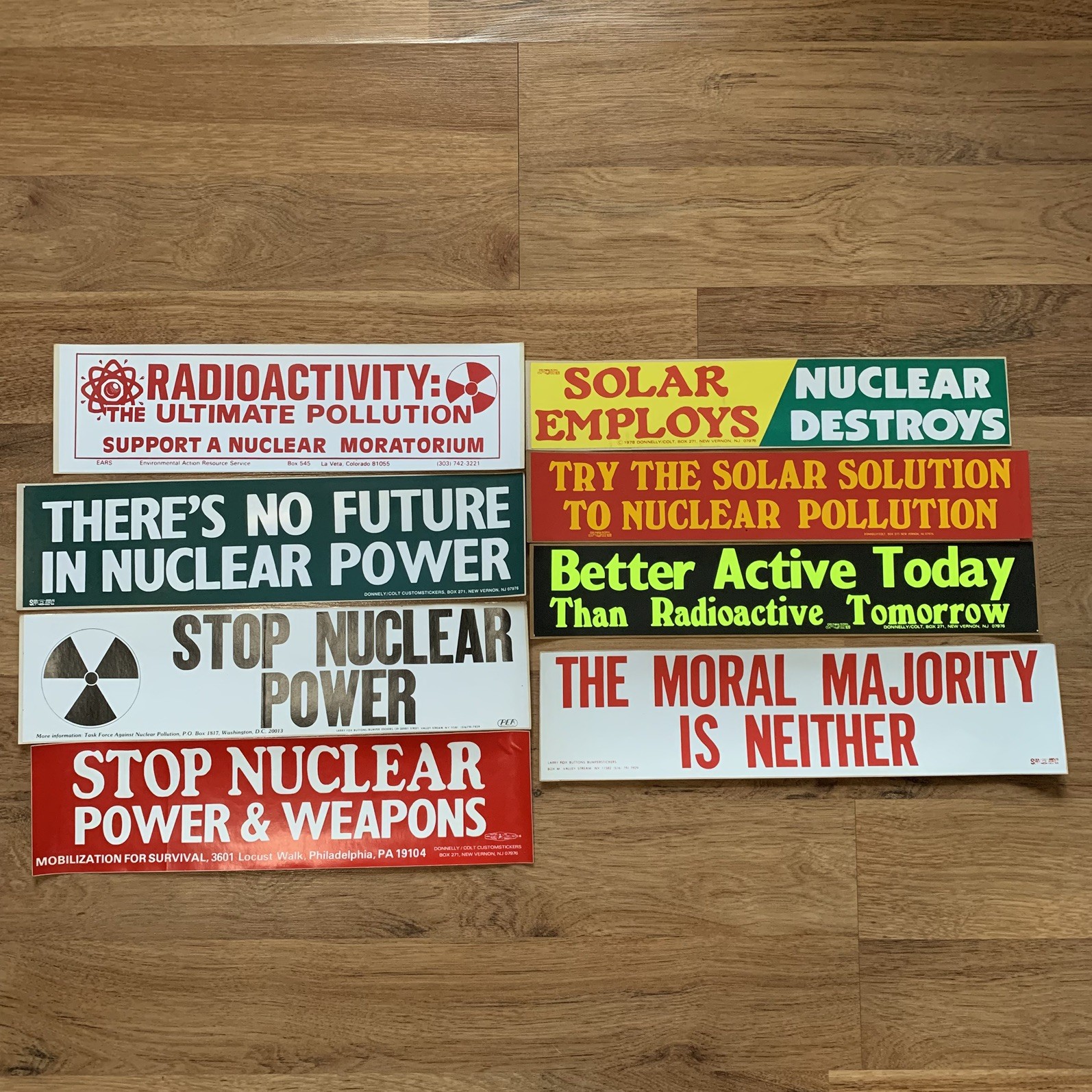 Lot of 8 Vintage 1970-1980s Anti-Nuclear Bumper Stickers Lot of 8 Vintage 1970-1980s Anti-Nuclear Bumper Stickers