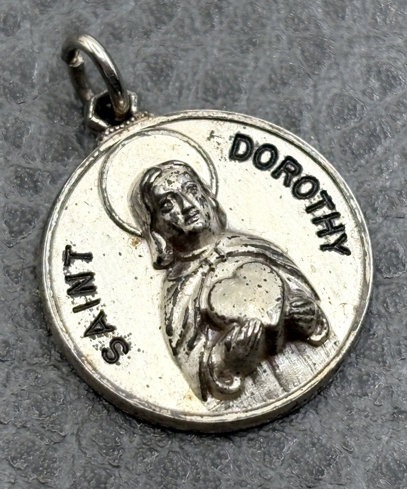 VTG Creed Sterling Silver Saint Dorothy Brides Newlyweds Medal Pendant Charm